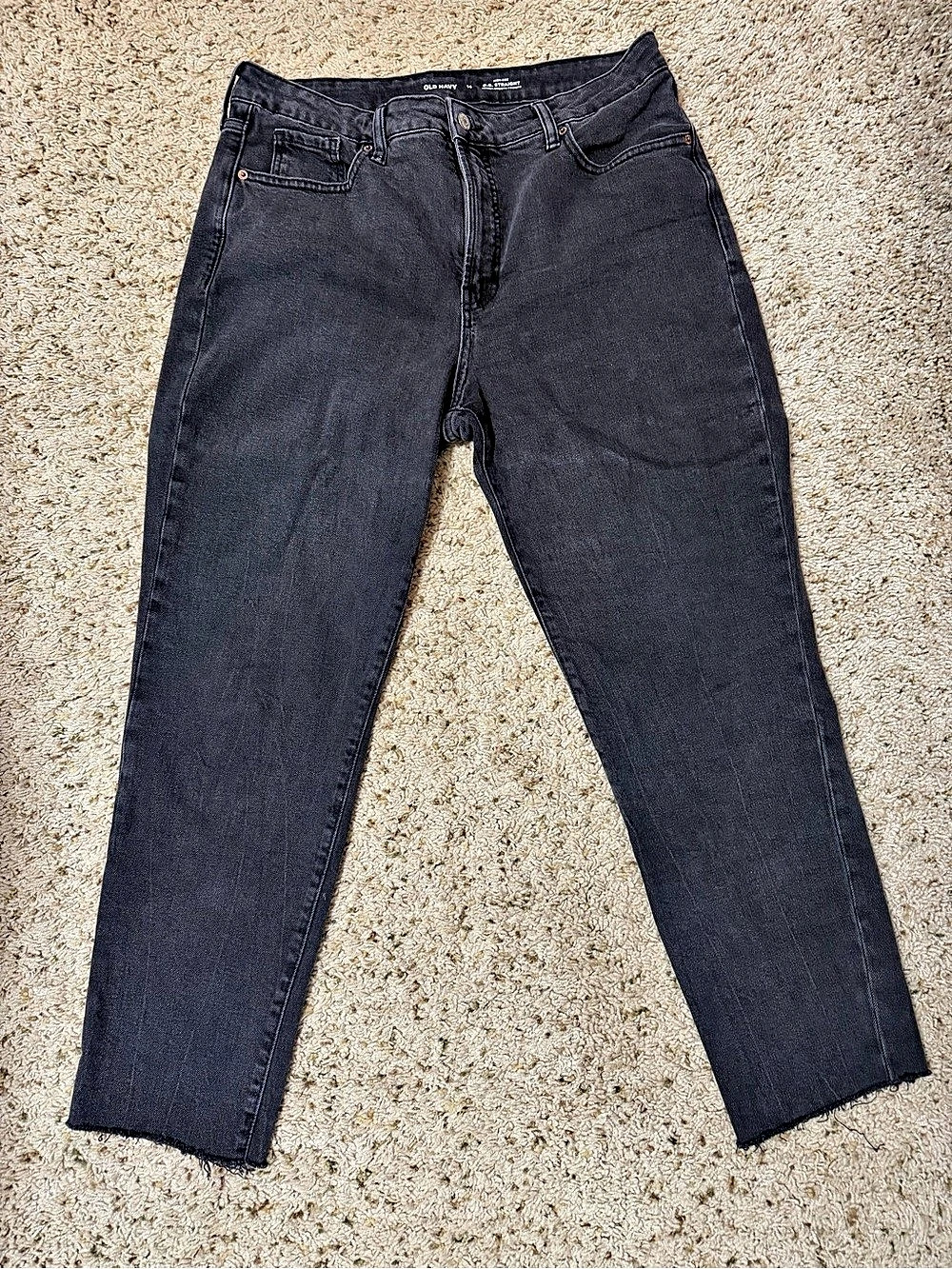 Old Navy High-Waisted O.G. Straight Black Ankle Jeans Size 14